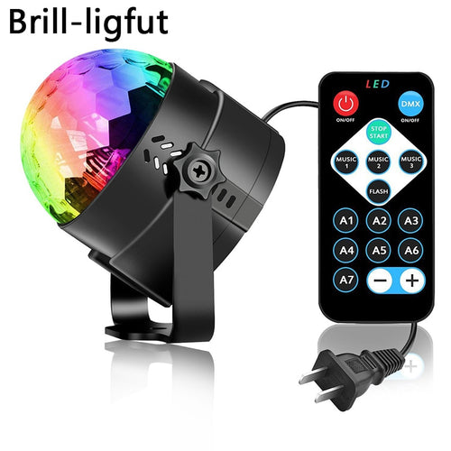 Sound Activated Rotating Disco Ball Party Lights Strobe Light 3W RGB LED Stage Lights For Christmas Home KTV Xmas Wedding Show